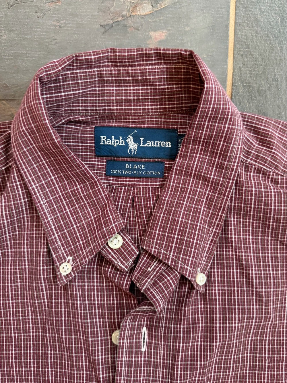 Ralph Lauren Men's Button-Down Shirt - Burgundy Plaid- L - Picture 1 of 5